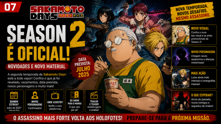 Capa editorial de Sakamoto Days com personagens em cenário urbano.