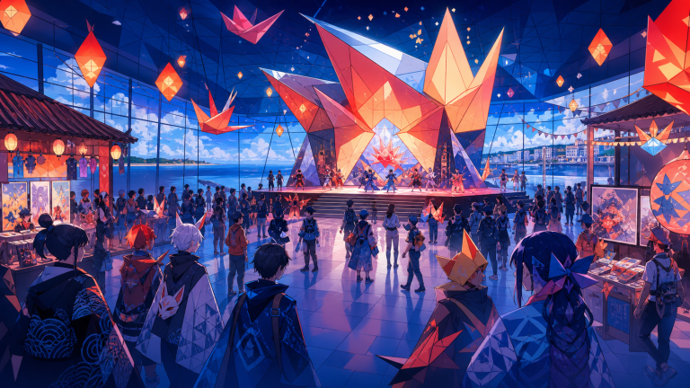 Arte editorial do PixelSignal sobre cultura japonesa no IberAnime Matosinhos 2026